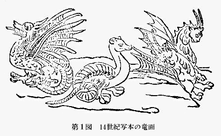 「第１図　14世紀写本の竜画」のキャプション付きの図